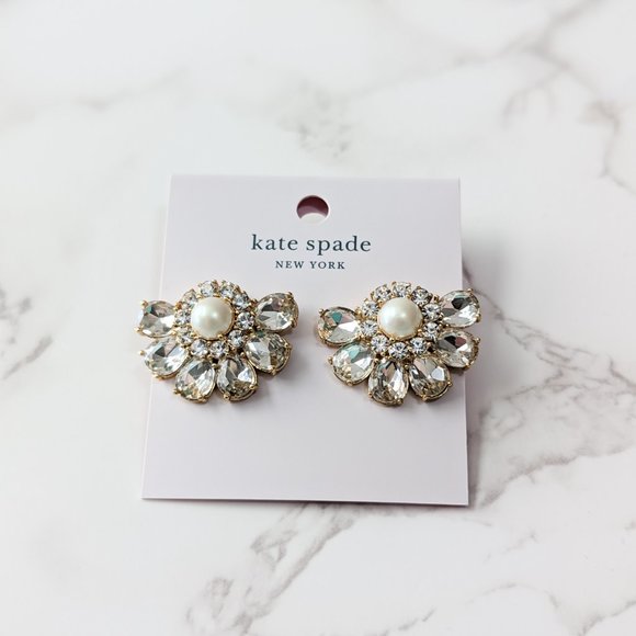 Kate Spade New York Pearl Crystal Cluster Earrings - Picture 2 of 4